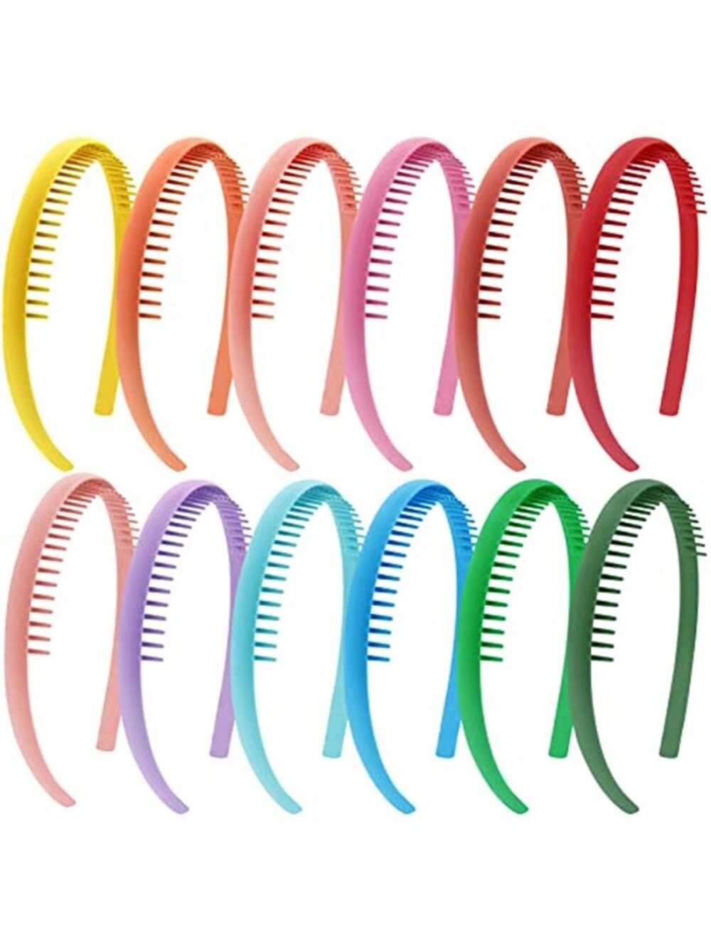 12Pack Womens Plastic Headbands w/ Teeth Non Slip Comb Hair Bands Assorted Color